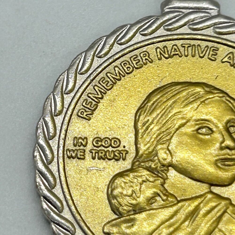 2016 Remember Native Americans Sacagawea Code Talkers Coin Pendant Necklace Gold - Picture 3 of 15